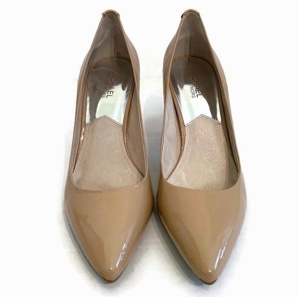 Michael Kors Women’s 10M Nude Patent Leather MK-Flex Mid-Pump Heel 40S1MFMP2A - Picture 2 of 11